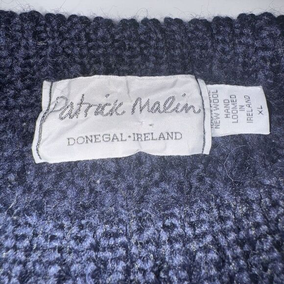Patrick Malin Donegal Ireland Wool Cable Knit Fisherman Sweater Blue Men's XL - Picture 7 of 8